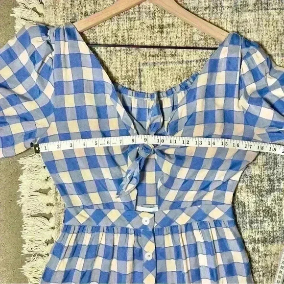 NWT FRNCH Victoire Check Center Cutout Woven Dress Size Small - Picture 12 of 15